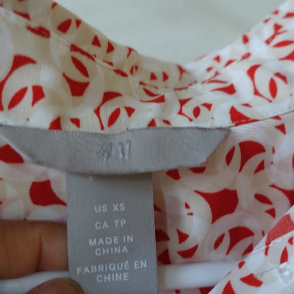 H&M orange chain linked shirt top blouse geo XS - Picture 8 of 10